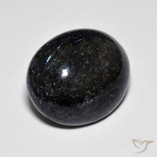 Nuummite Preto com brilho azul Natural 9.11ct, oval, Opaco