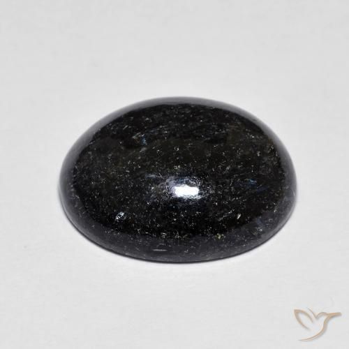 Nuummite Preto com brilho azul Natural 9.11ct, oval, Opaco