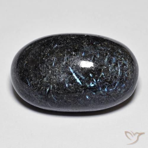 Nuummite Preto com brilho azul Natural 28.08ct, oval, Opaco