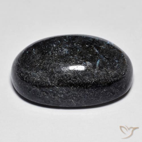 Nuummite Preto com brilho azul Natural 28.08ct, oval, Opaco