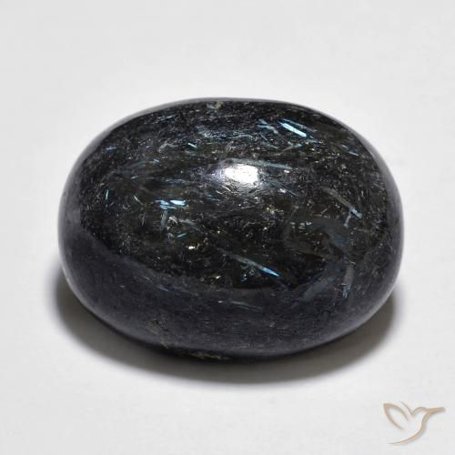 15.11ct Natural Preto com brilho azul Nuummite, oval, Opaco