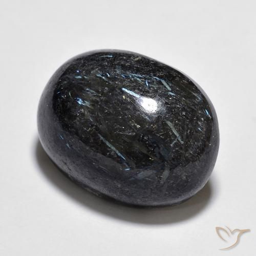 Nuummite Preto com brilho azul Natural 15.11ct, oval, Opaco