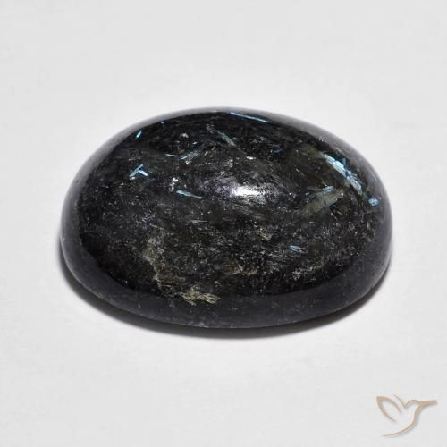 Nuummite Preto com brilho azul Natural 15.11ct, oval, Opaco