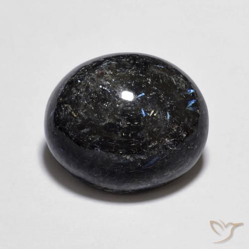 6.95ct Natural Preto com brilho azul Nuummite, oval, Opaco