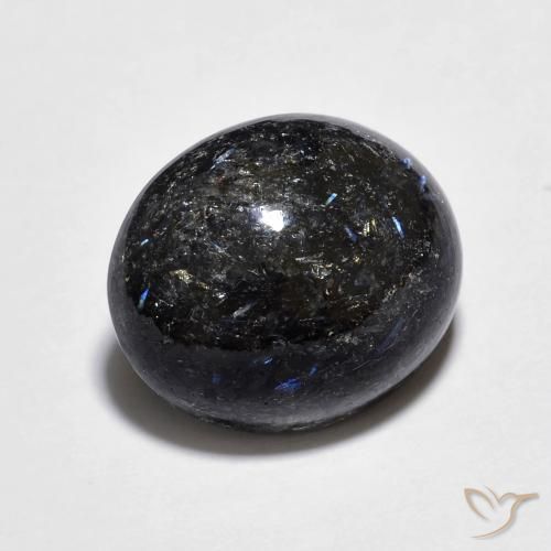 Nuummite Preto com brilho azul Natural 6.95ct, oval, Opaco