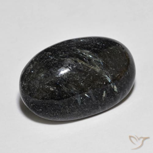 13.93ct Natural Preto com brilho azul Nuummite, oval, Opaco