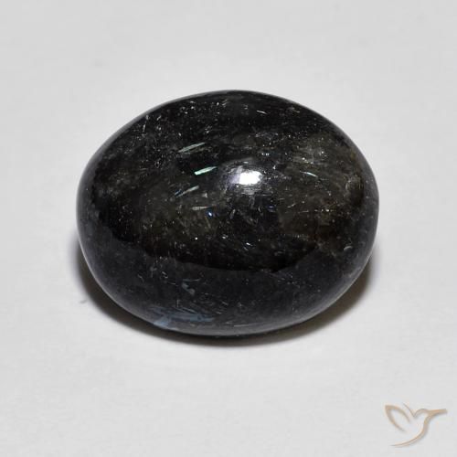 8.00ct Natural Preto com brilho azul Nuummite, oval, Opaco