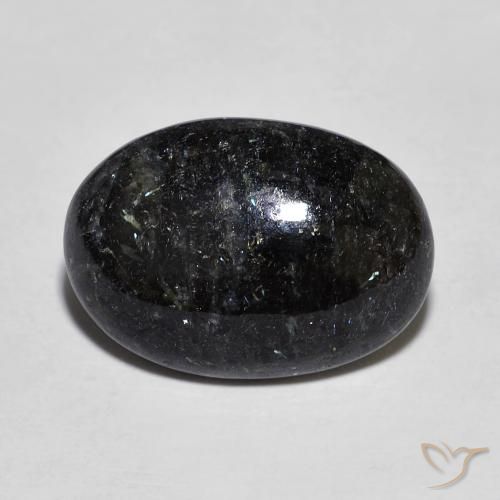 9.38ct Natural Preto com brilho azul Nuummite, oval, Opaco