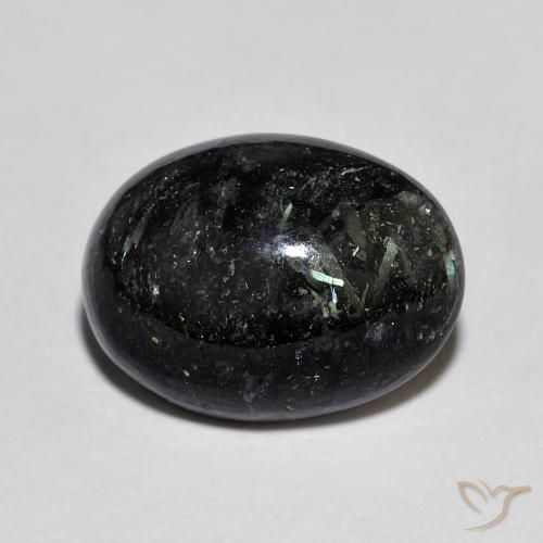 8.46ct Natural Preto com brilho azul Nuummite, oval, Opaco