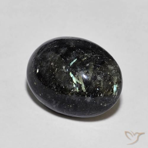 Nuummite Preto com brilho azul Natural 8.46ct, oval, Opaco