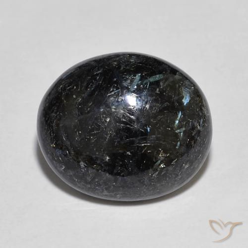 6.96ct Natural Preto com brilho azul Nuummite, oval, Opaco