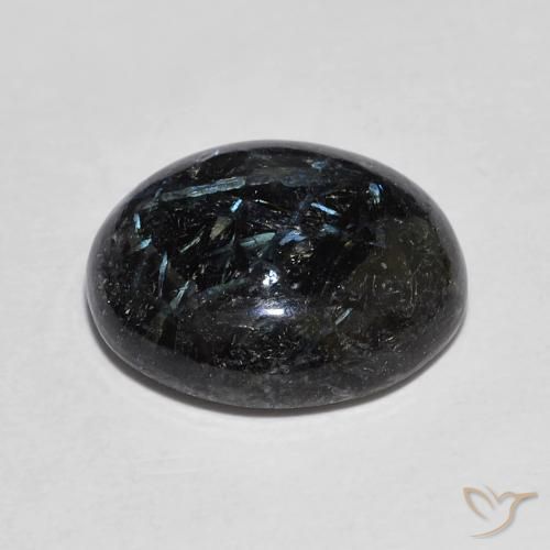 Nuummite Preto com brilho azul Natural 6.96ct, oval, Opaco