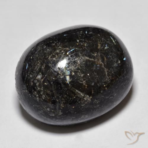 Nuummite Preto com brilho azul Natural 27.76ct, oval, Opaco
