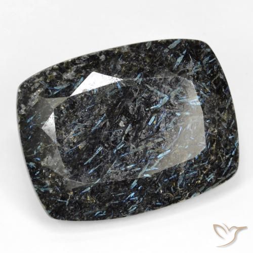 Nuummite Preto com brilho azul Natural 28.35ct, Almofada, Opaco