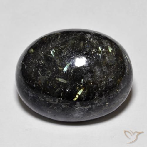 22.36ct Natural Preto com brilho azul Nuummite, oval, Opaco