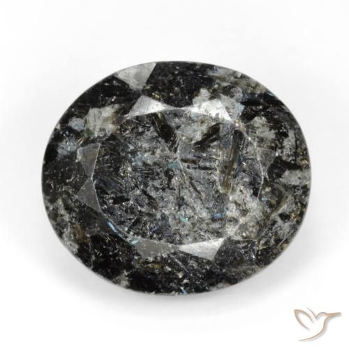 15.51ct Natural Preto com brilho azul Nuummite, oval, Opaco