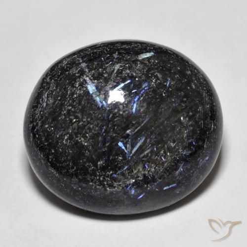 19.50ct Natural Preto com brilho azul Nuummite, oval, Opaco