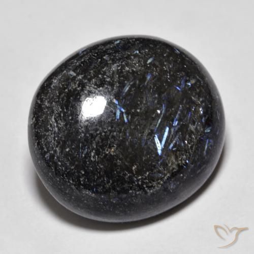 Nuummite Preto com brilho azul Natural 19.50ct, oval, Opaco