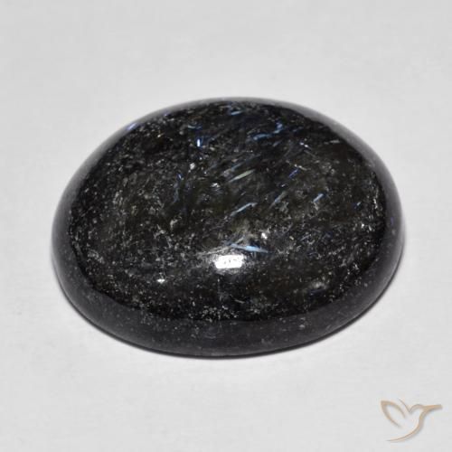 Nuummite Preto com brilho azul Natural 19.50ct, oval, Opaco