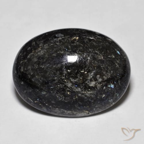 19.33ct Natural Preto com brilho azul Nuummite, oval, Opaco