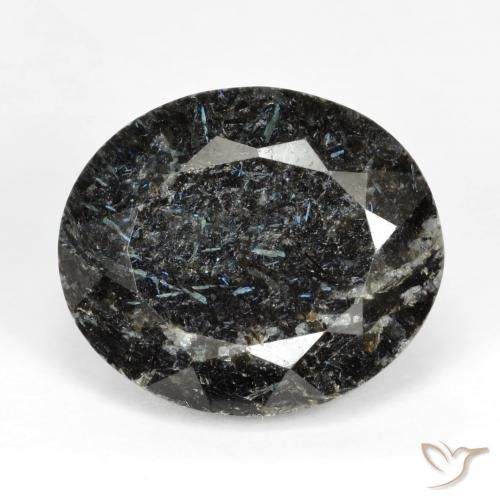 16.58ct Natural Preto com brilho azul Nuummite, oval, Opaco