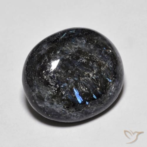 10.98ct Natural Preto com brilho azul Nuummite, oval, Opaco