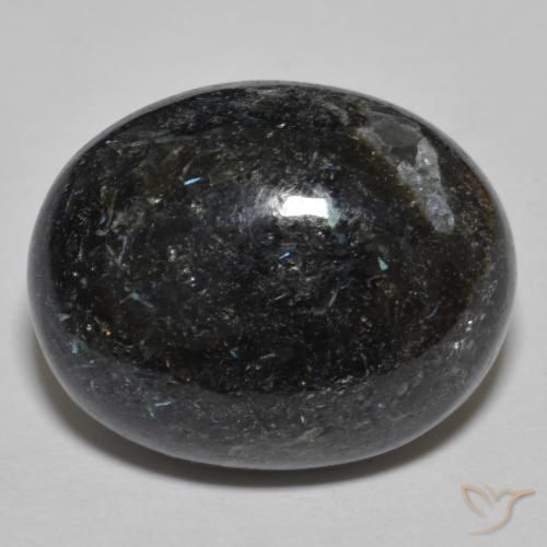 Nuummite Preto com brilho azul Natural 24.48ct, oval, Opaco