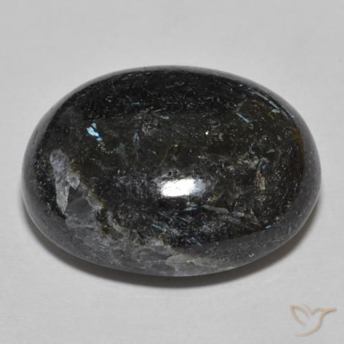 Nuummite Preto com brilho azul Natural 24.48ct, oval, Opaco
