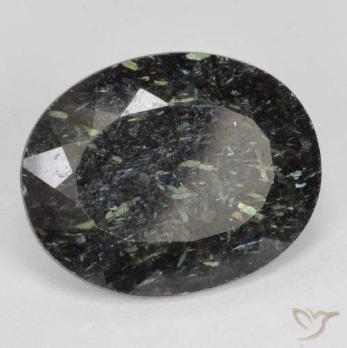 Nuummite Preto com brilho azul Natural 12.87ct, oval, Opaco