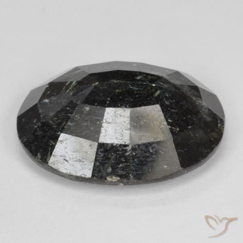 Nuummite Preto com brilho azul Natural 12.87ct, oval, Opaco