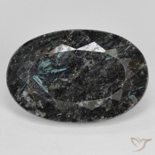 14.70ct Natural Preto com brilho azul Nuummite, oval, Opaco