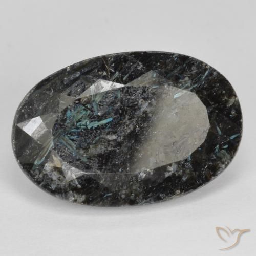 Nuummite Preto com brilho azul Natural 14.70ct, oval, Opaco