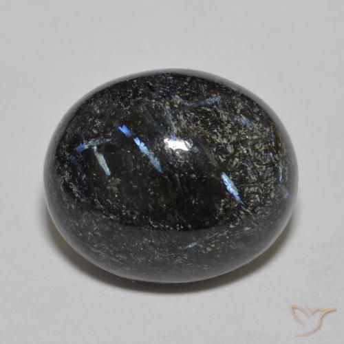 9.84ct Natural Preto com brilho azul Nuummite, oval, Opaco