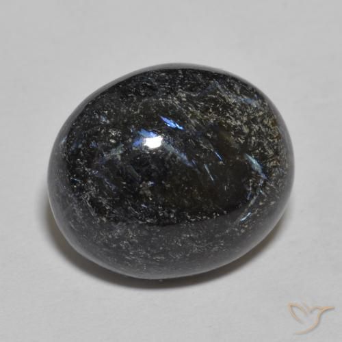 Nuummite Preto com brilho azul Natural 9.84ct, oval, Opaco