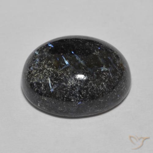 Nuummite Preto com brilho azul Natural 9.84ct, oval, Opaco