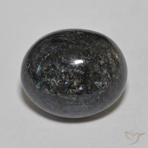 9.83ct Natural Preto com brilho azul Nuummite, oval, Opaco