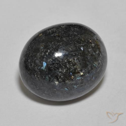 Nuummite Preto com brilho azul Natural 9.83ct, oval, Opaco