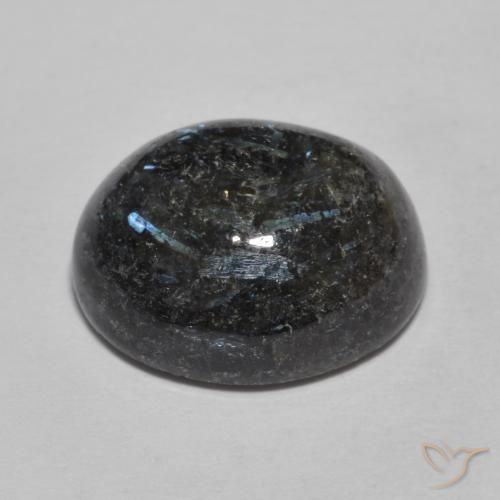Nuummite Preto com brilho azul Natural 9.83ct, oval, Opaco