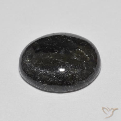 Nuummite Preto com brilho azul Natural 6.70ct, oval, Opaco