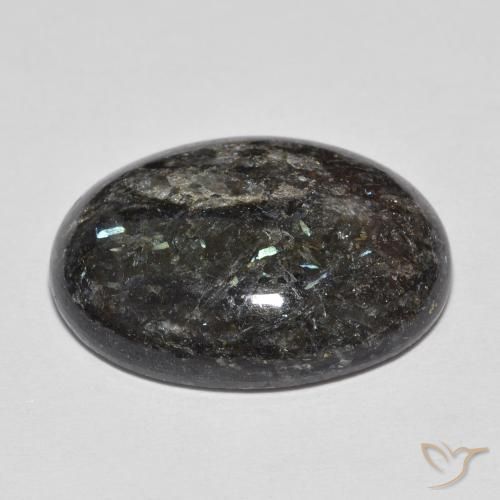 Nuummite Preto com brilho azul Natural 13.73ct, oval, Opaco
