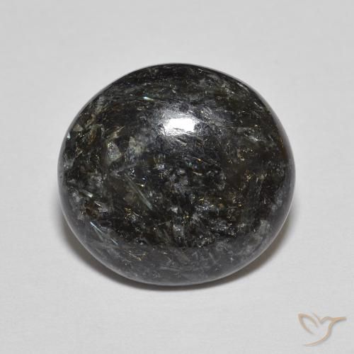 6.17ct Natural Preto com brilho azul Nuummite, oval, Opaco