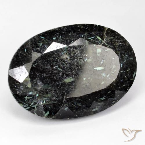 Nuummite Preto com brilho azul Natural 34.24ct, oval, Opaco