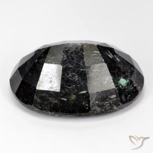 Nuummite Preto com brilho azul Natural 34.24ct, oval, Opaco