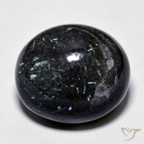 27.94ct Natural Preto com brilho azul Nuummite, oval, Opaco