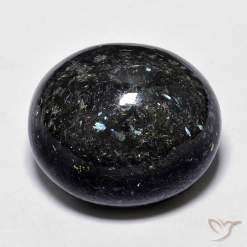 21.70ct Natural Preto com brilho azul Nuummite, oval, Opaco