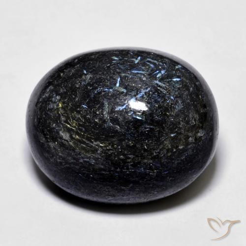 24.73ct Natural Preto com brilho azul Nuummite, oval, Opaco
