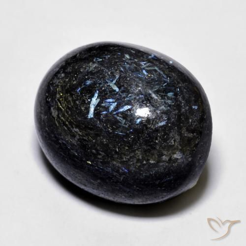 Nuummite Preto com brilho azul Natural 24.73ct, oval, Opaco