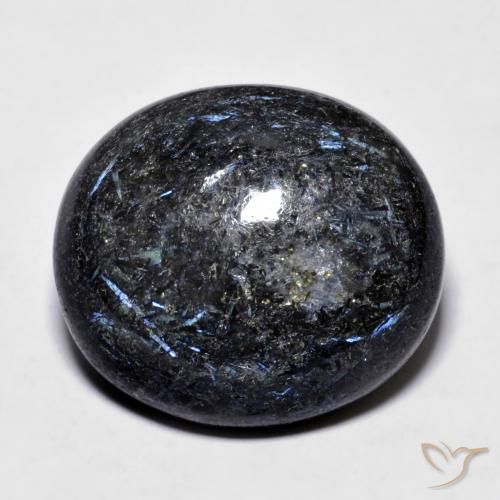 23.76ct Natural Preto com brilho azul Nuummite, oval, Opaco