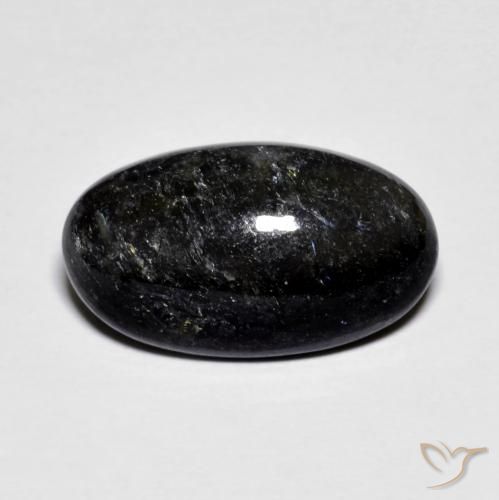 6.63ct Natural Preto com brilho azul Nuummite, oval, Opaco