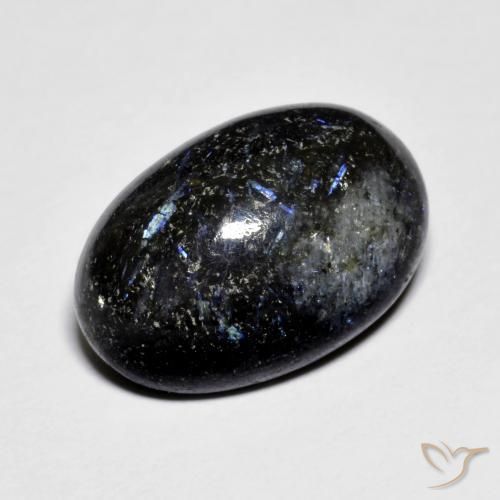 Nuummite Preto com brilho azul Natural 11.12ct, oval, Opaco